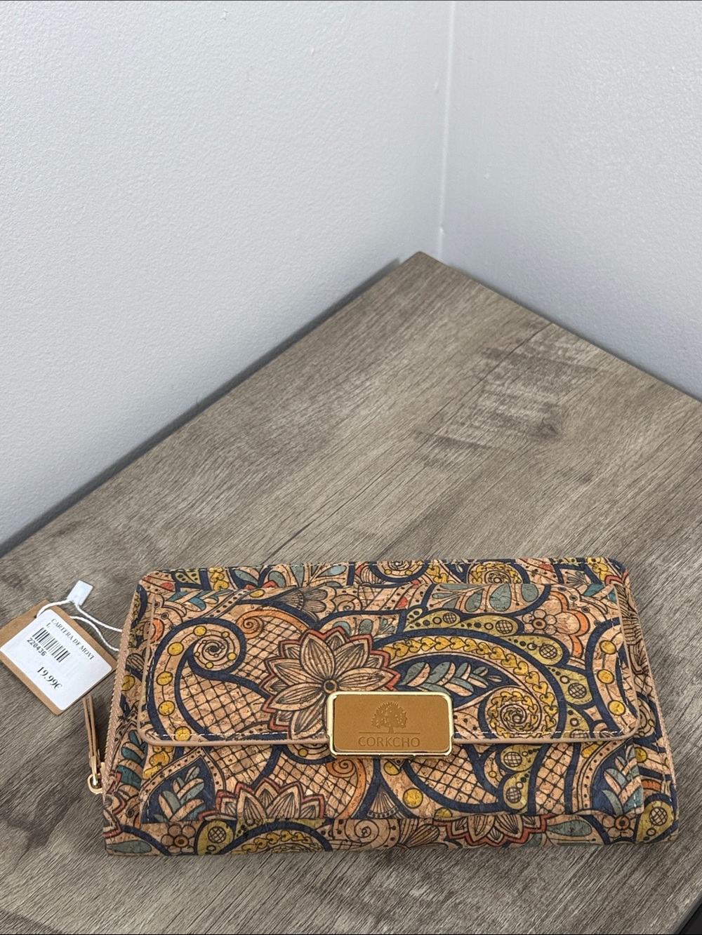 Corkcho Multicolor Paisley Cork crossbody Wallet